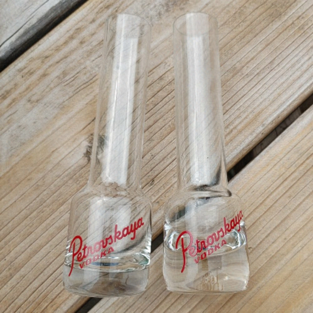 RARE Petrovskaya Vodka Shot Glasses Cool shape!